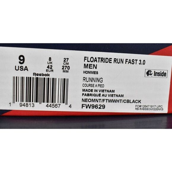 Reebok Mens Size 9 Floatride Run Fast 3.0 Neon Mint Green Running Shoes Sneakers - Picture 10 of 10